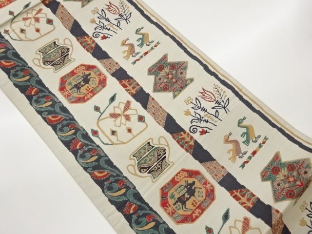 JAPANESE KIMONO / FUKURO OBI / WOVEN PLANT & ANIMAL 